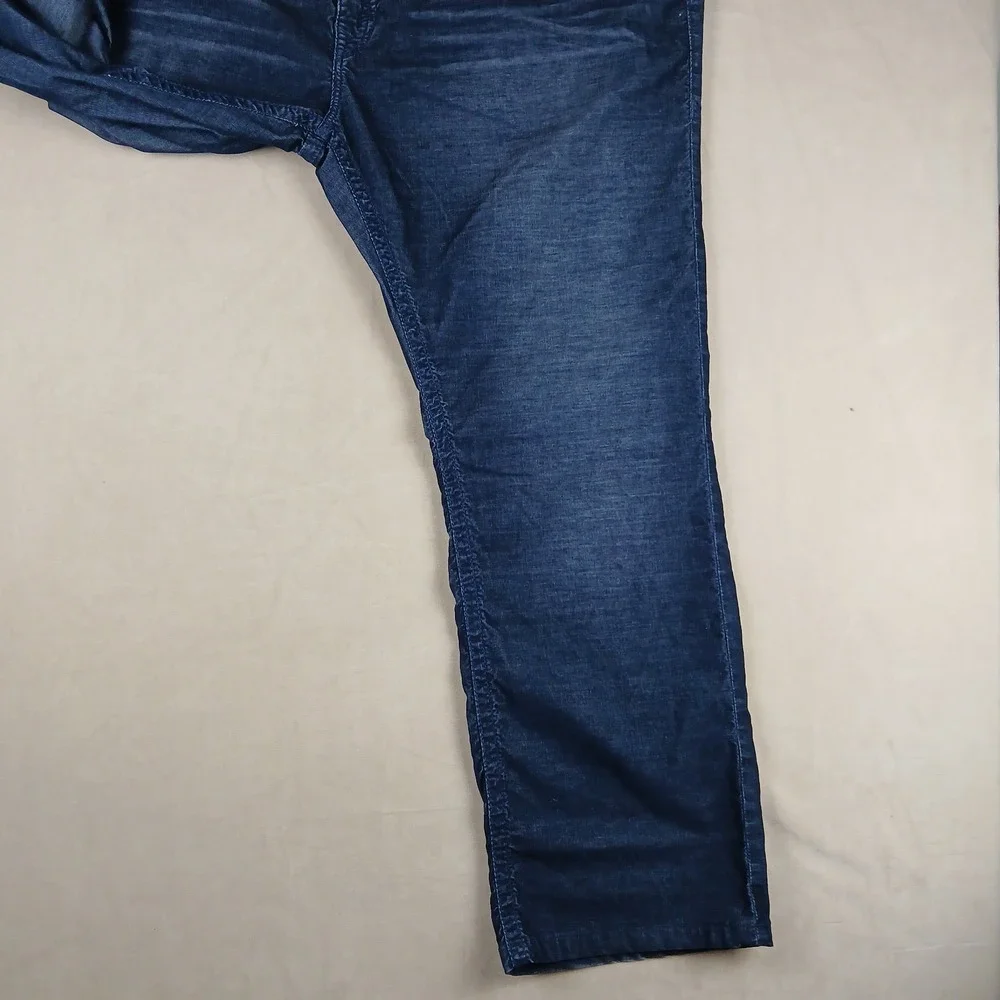 True Religion Ricky 50x31 Mens Pants Stretch Corduroy Navy Blue